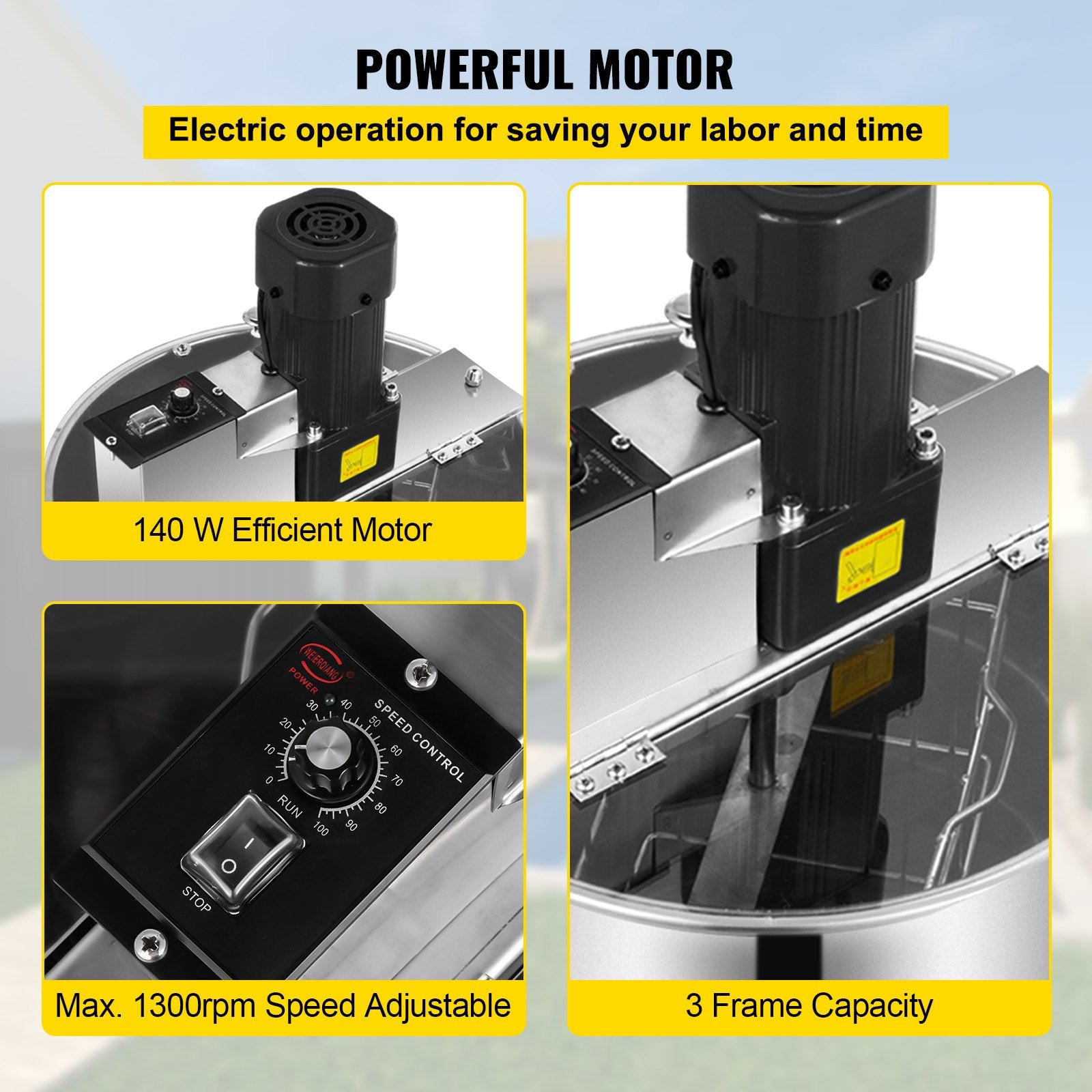3/6 Frame Electric Honey Extractor Beekeeping Stainless Steel W/ 3 Legs V952-SXXDDYMJ000000001V3