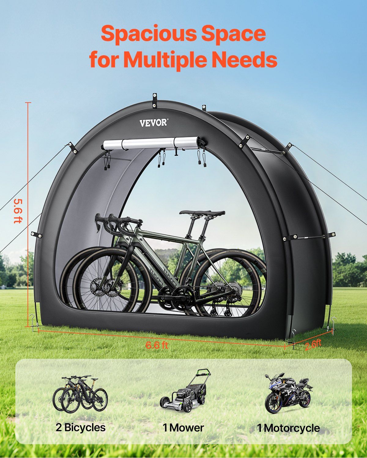 Bike Storage Tent, 1 to 2 Bikes, Outdoor Spacious Bike Storage Tent with Ventilated Window, Waterproof V952-SXZXCP566626RM5G2V0