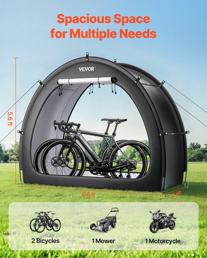Bike Storage Tent, 1 to 2 Bikes, Outdoor Spacious Bike Storage Tent with Ventilated Window, Waterproof V952-SXZXCP566626RM5G2V0