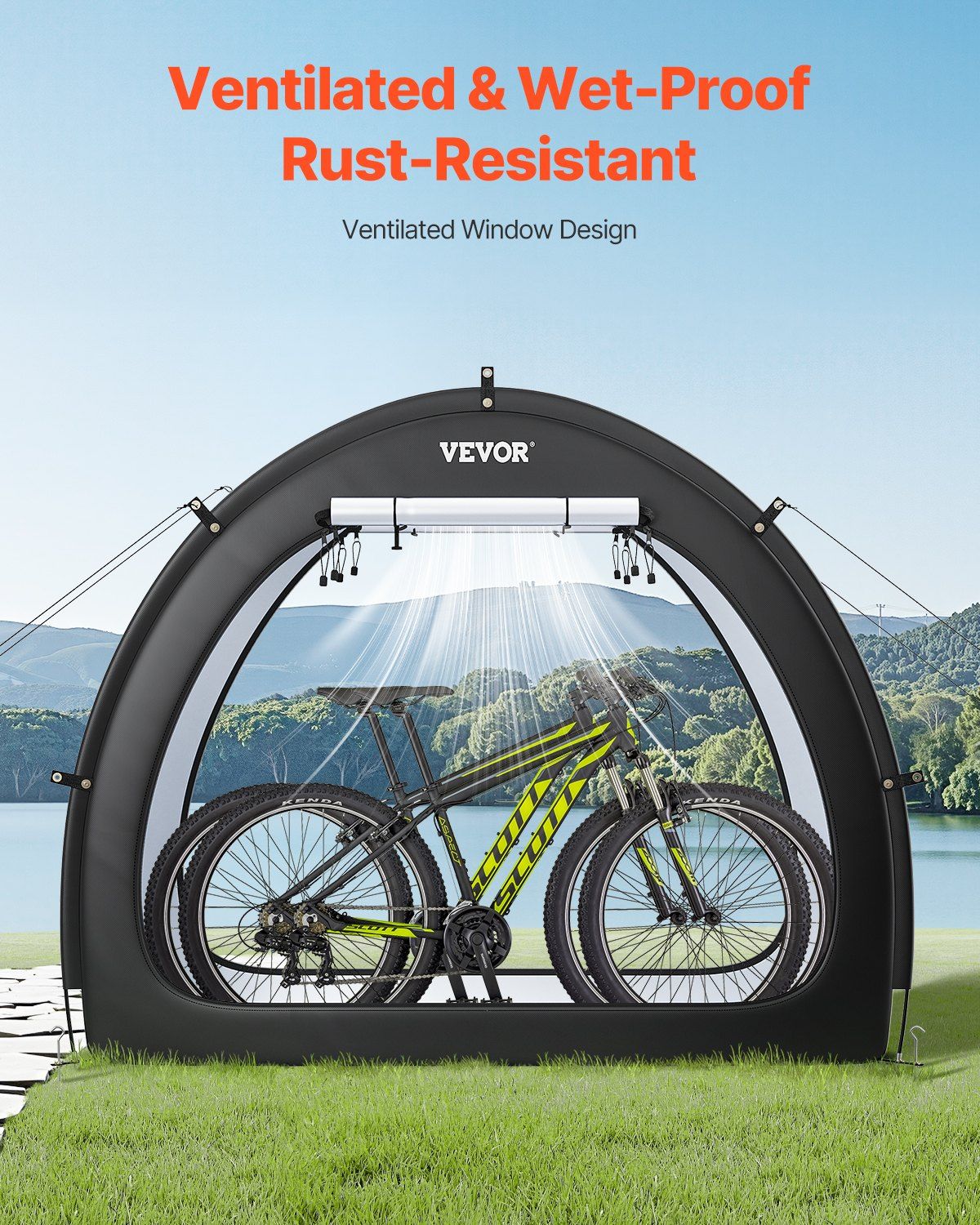 Bike Storage Tent, 1 to 2 Bikes, Outdoor Spacious Bike Storage Tent with Ventilated Window, Waterproof V952-SXZXCP566626RM5G2V0