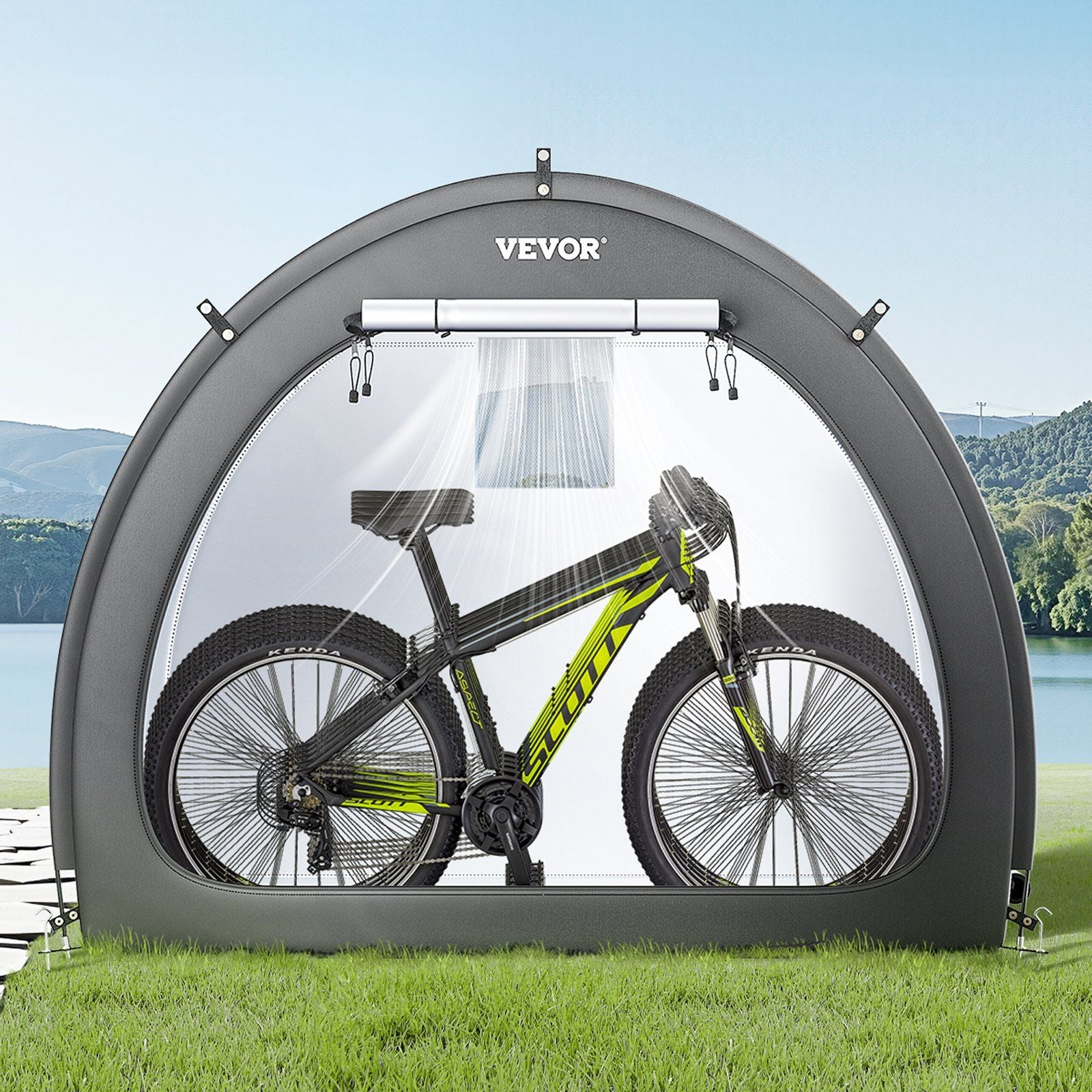Bike Storage Tent, 4 to 5 Bikes, Outdoor Spacious Bike Storage Tent with Ventilated Window, Waterproof V952-SXZXCP5675FTAJLWBV0