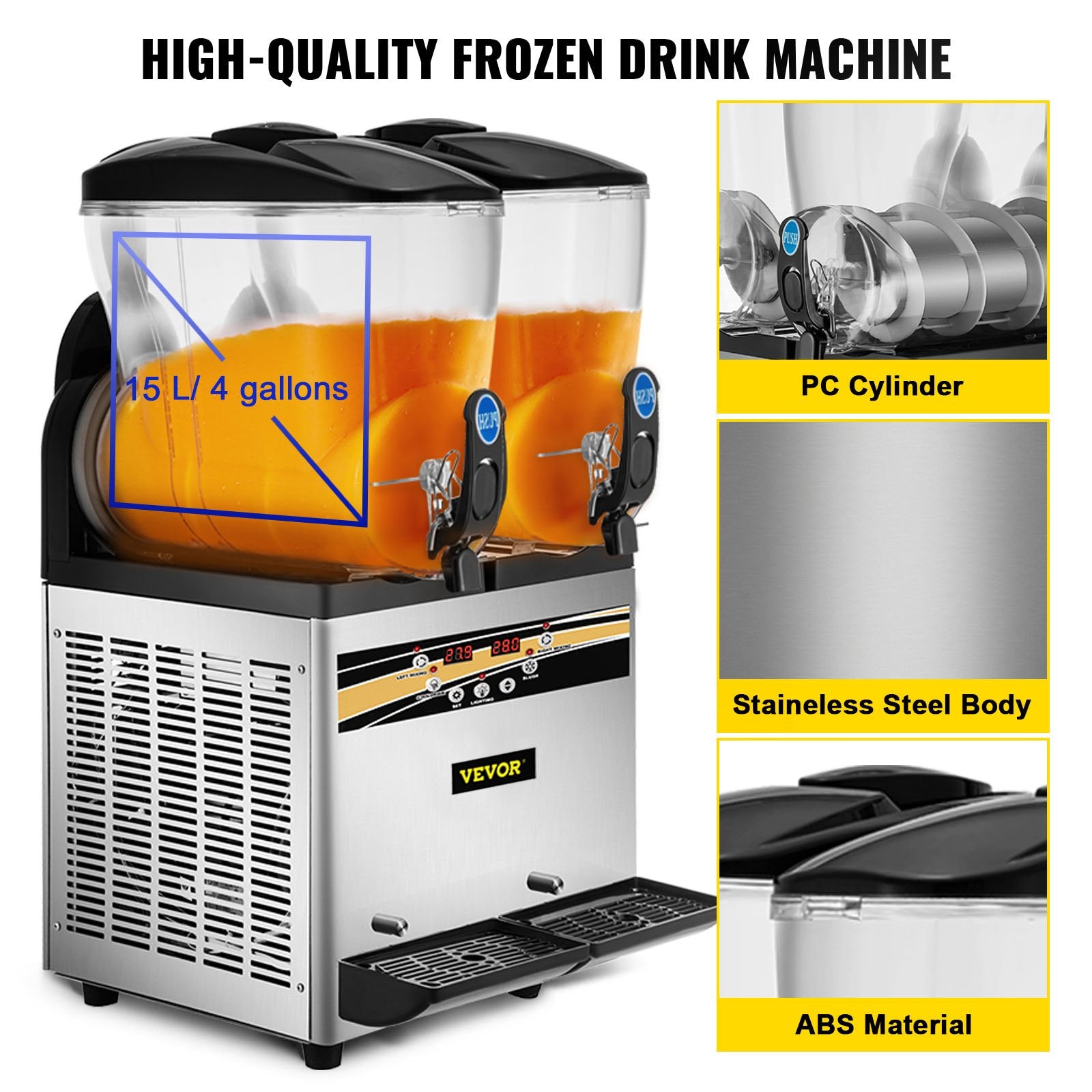 Commercial Slush Machine Margarita Slush Maker 2x15L Frozen Drink Machine V952-SY15L800W220VNTYYV3