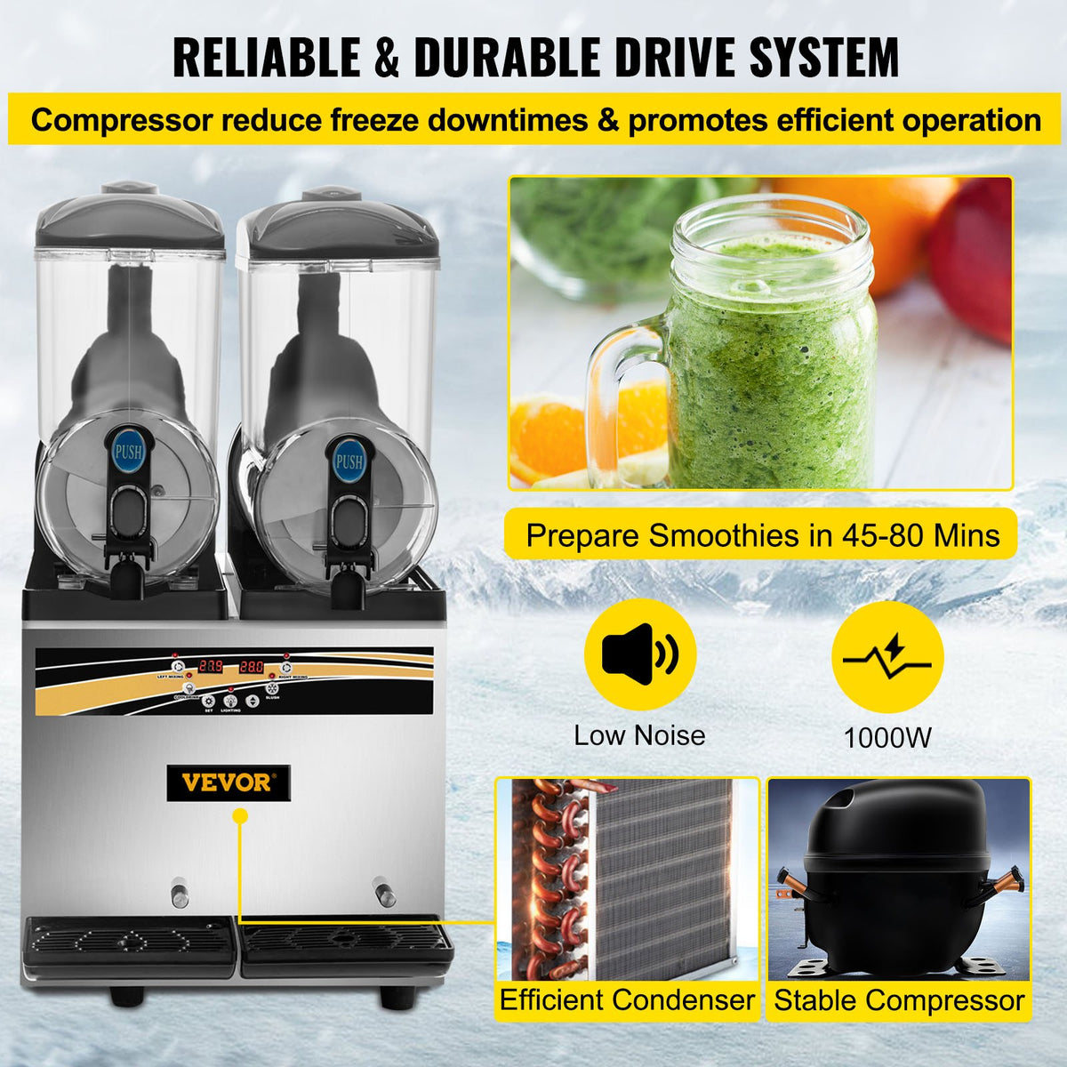 Commercial Slush Machine Margarita Slush Maker 2x15L Frozen Drink Machine V952-SY15L800W220VNTYYV3