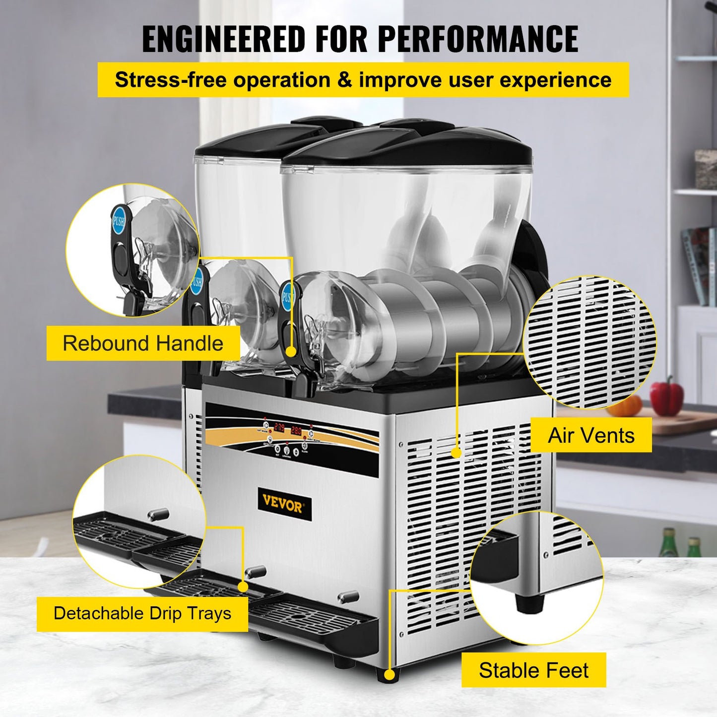 Commercial Slush Machine Margarita Slush Maker 2x15L Frozen Drink Machine V952-SY15L800W220VNTYYV3