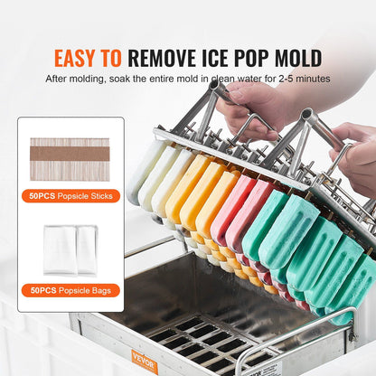 Commercial Popsicle Moulds, 40PCS Round-Head Ice Pop Moulds with Double Slot, Stainless Steel Ice Lolly V952-SYBBMJZFX400HM5XAV0