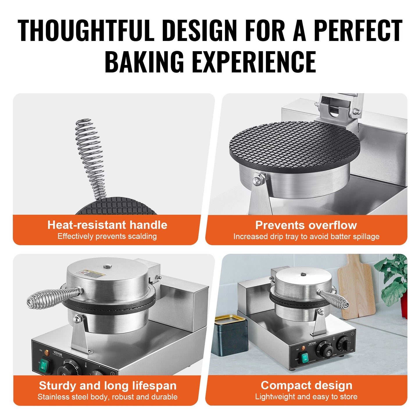 Electric Ice Cream Cone Maker, Commercial 1230W Waffle Cone Machine, Non-Stick Stainless Steel Egg Roll Mold, V952-SYBJLTTHFBJDEUE83V3