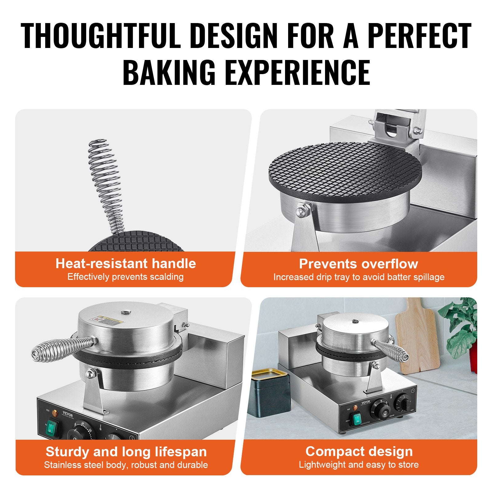 Electric Ice Cream Cone Maker, Commercial 1230W Waffle Cone Machine, Non-Stick Stainless Steel Egg Roll Mold, V952-SYBJLTTHFBJDEUE83V3