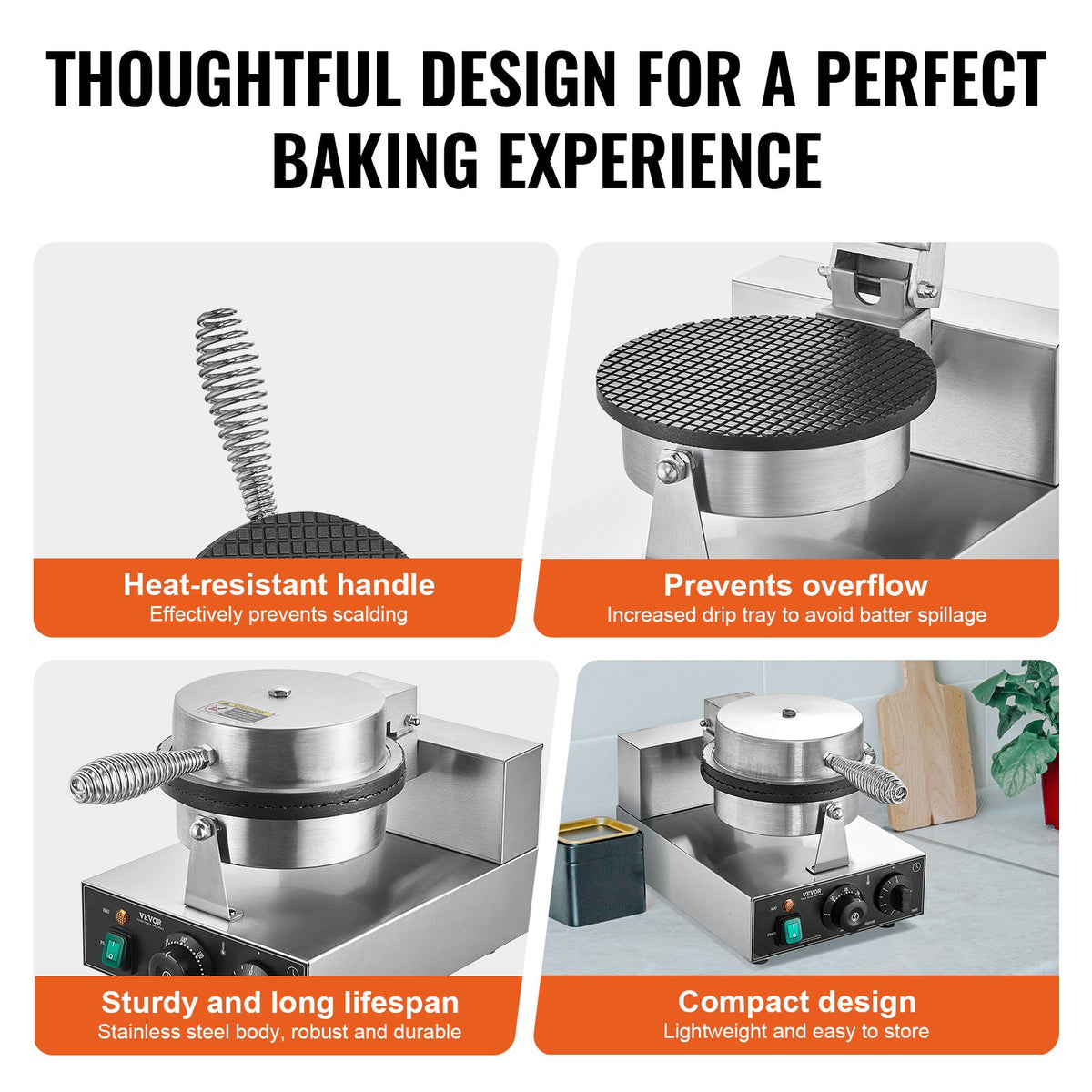 Electric Ice Cream Cone Maker, Commercial 1230W Waffle Cone Machine, Non-Stick Stainless Steel Egg Roll Mold, V952-SYBJLTTHFBJDEUE83V3