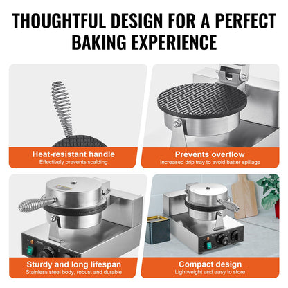 Electric Ice Cream Cone Maker, Commercial 1230W Waffle Cone Machine, Non-Stick Stainless Steel Egg Roll Mold, V952-SYBJLTTHFBJDEUE83V3