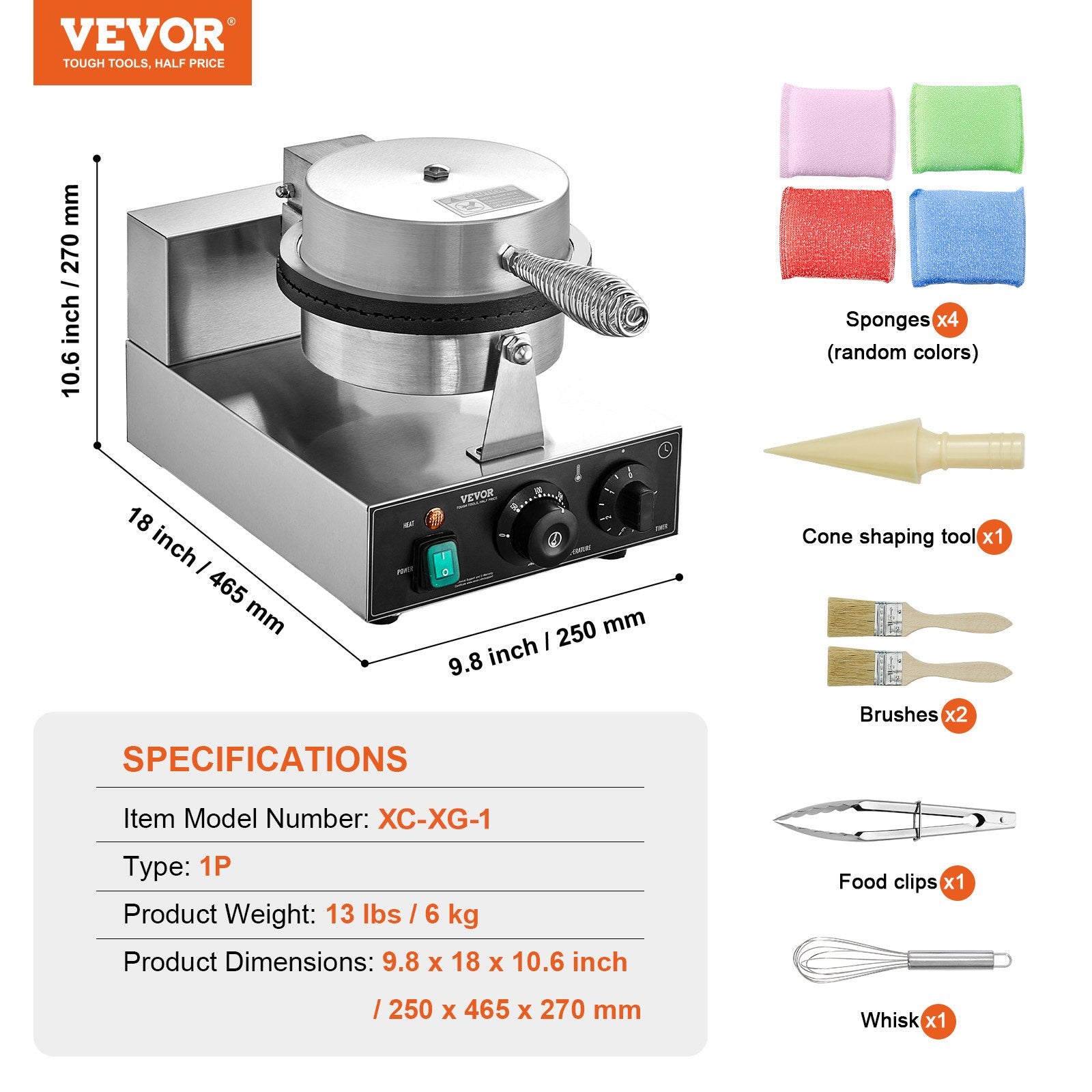 Electric Ice Cream Cone Maker, Commercial 1230W Waffle Cone Machine, Non-Stick Stainless Steel Egg Roll Mold, V952-SYBJLTTHFBJDEUE83V3