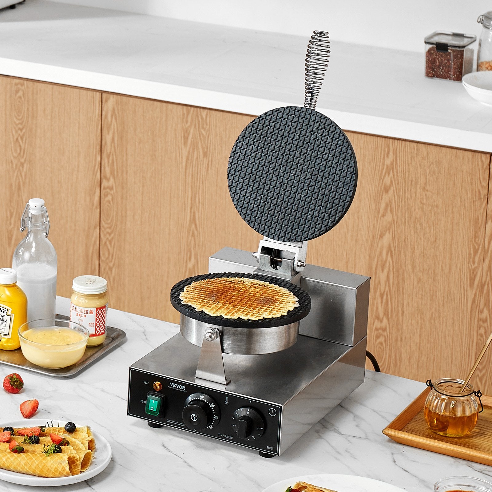 Electric Ice Cream Cone Maker, Commercial 1230W Waffle Cone Machine, Non-Stick Stainless Steel Egg Roll Mold, V952-SYBJLTTHFBJDEUE83V3