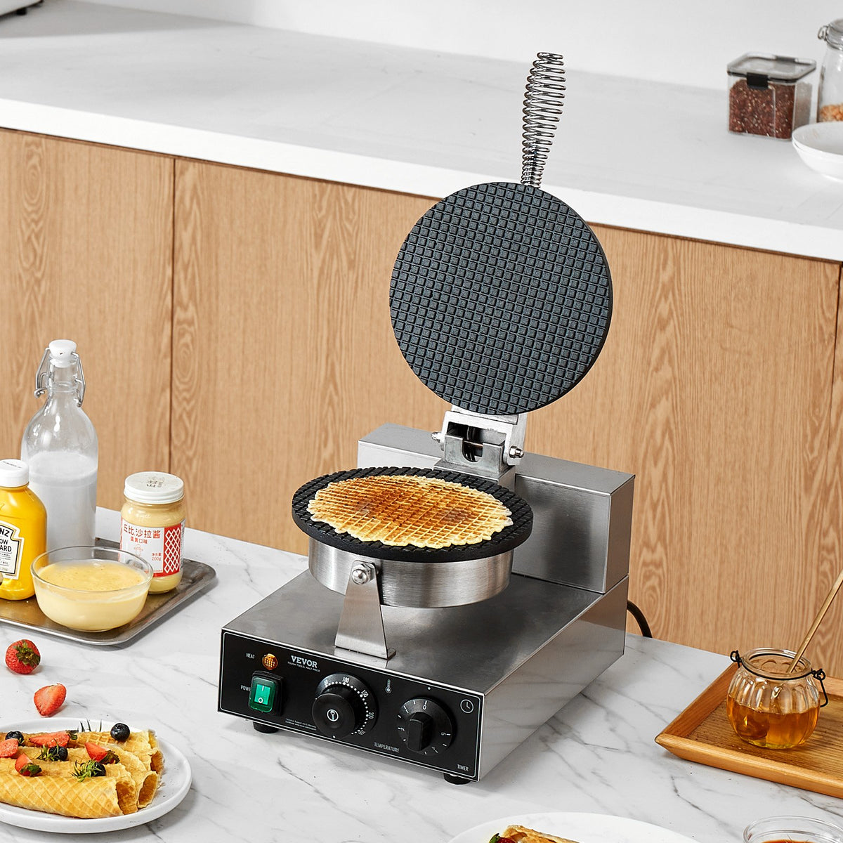 Electric Ice Cream Cone Maker, Commercial 1230W Waffle Cone Machine, Non-Stick Stainless Steel Egg Roll Mold, V952-SYBJLTTHFBJDEUE83V3