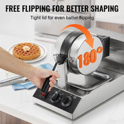 Commercial Waffle Maker, 1300W Round Waffle Baker Machine, Non-Stick Stainless Steel Belgian Waffle Iron, V952-SYBLSHFBJDP1II7A0V3