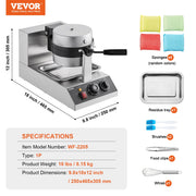 Commercial Waffle Maker, 1300W Round Waffle Baker Machine, Non-Stick Stainless Steel Belgian Waffle Iron, V952-SYBLSHFBJDP1II7A0V3