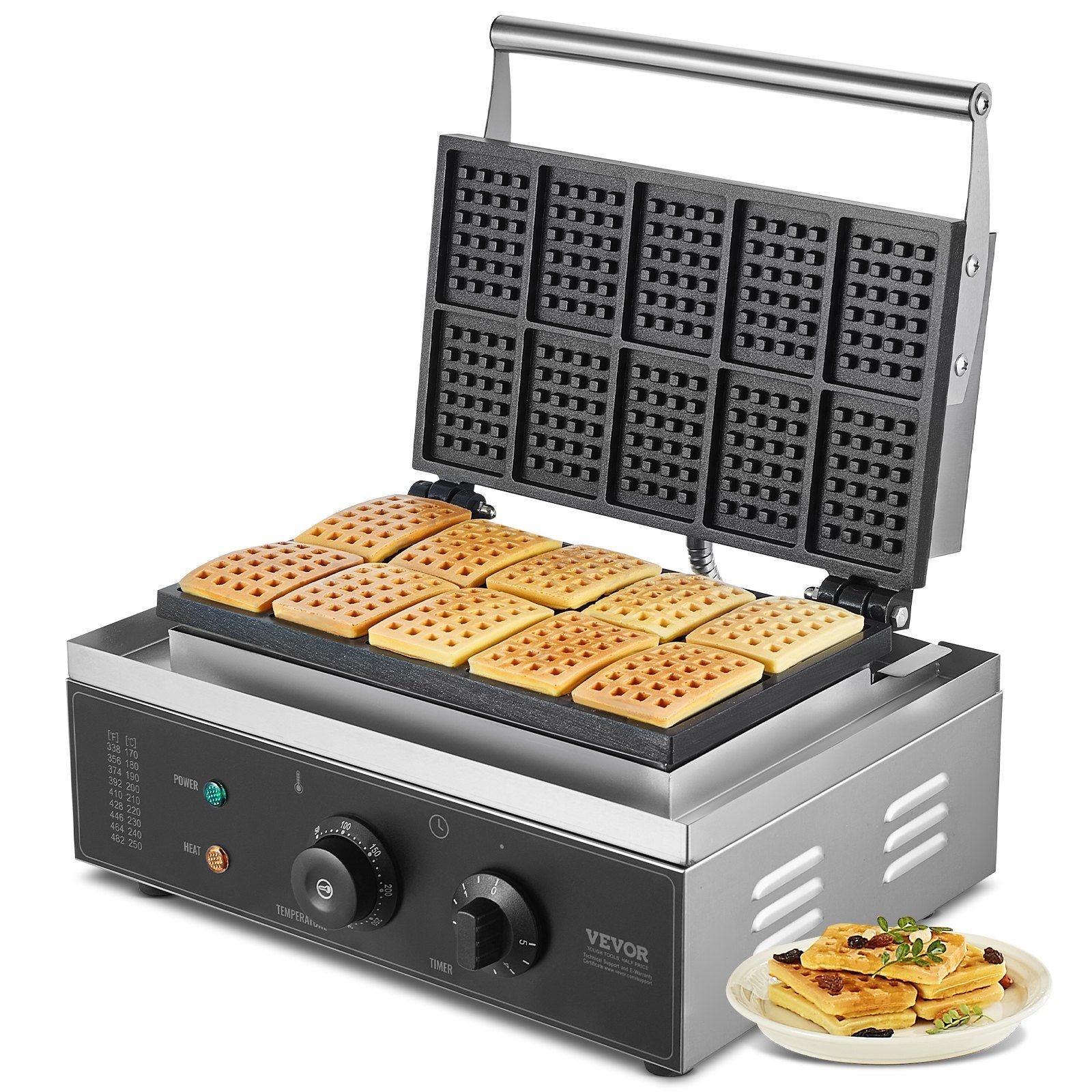 Commercial Waffle Maker, 10PCS Rectangle Waffle Baker Machine, 1550W Non-Stick Stainless Steel Belgian Waffle V952-SYBLSHFBJDP1VHULYV3