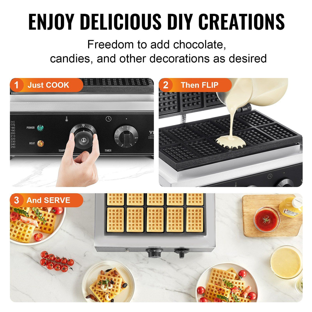 Commercial Waffle Maker, 10PCS Rectangle Waffle Baker Machine, 1550W Non-Stick Stainless Steel Belgian Waffle V952-SYBLSHFBJDP1VHULYV3