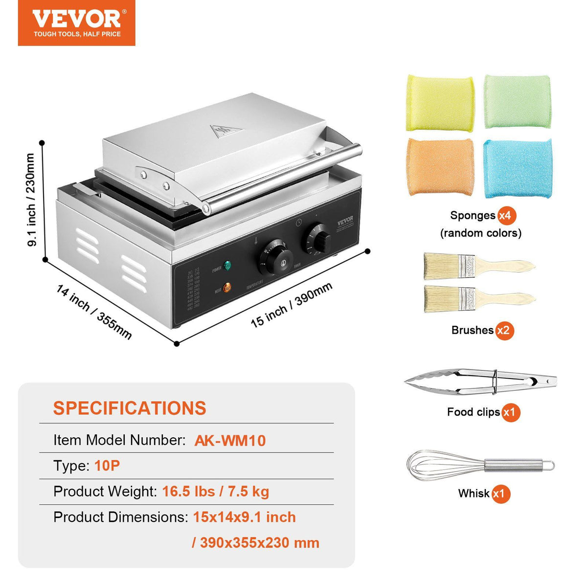 Commercial Waffle Maker, 10PCS Rectangle Waffle Baker Machine, 1550W Non-Stick Stainless Steel Belgian Waffle V952-SYBLSHFBJDP1VHULYV3