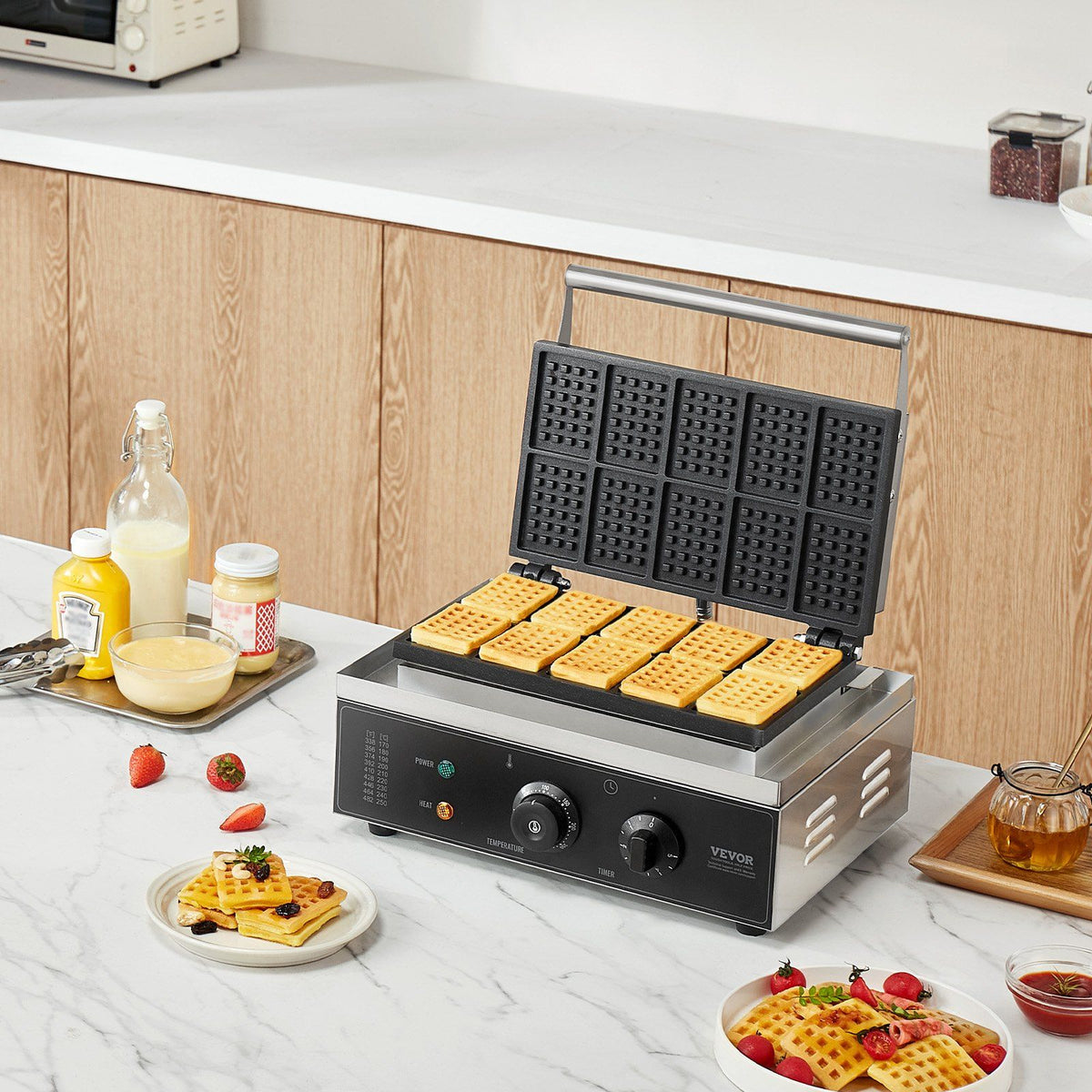 Commercial Waffle Maker, 10PCS Rectangle Waffle Baker Machine, 1550W Non-Stick Stainless Steel Belgian Waffle V952-SYBLSHFBJDP1VHULYV3