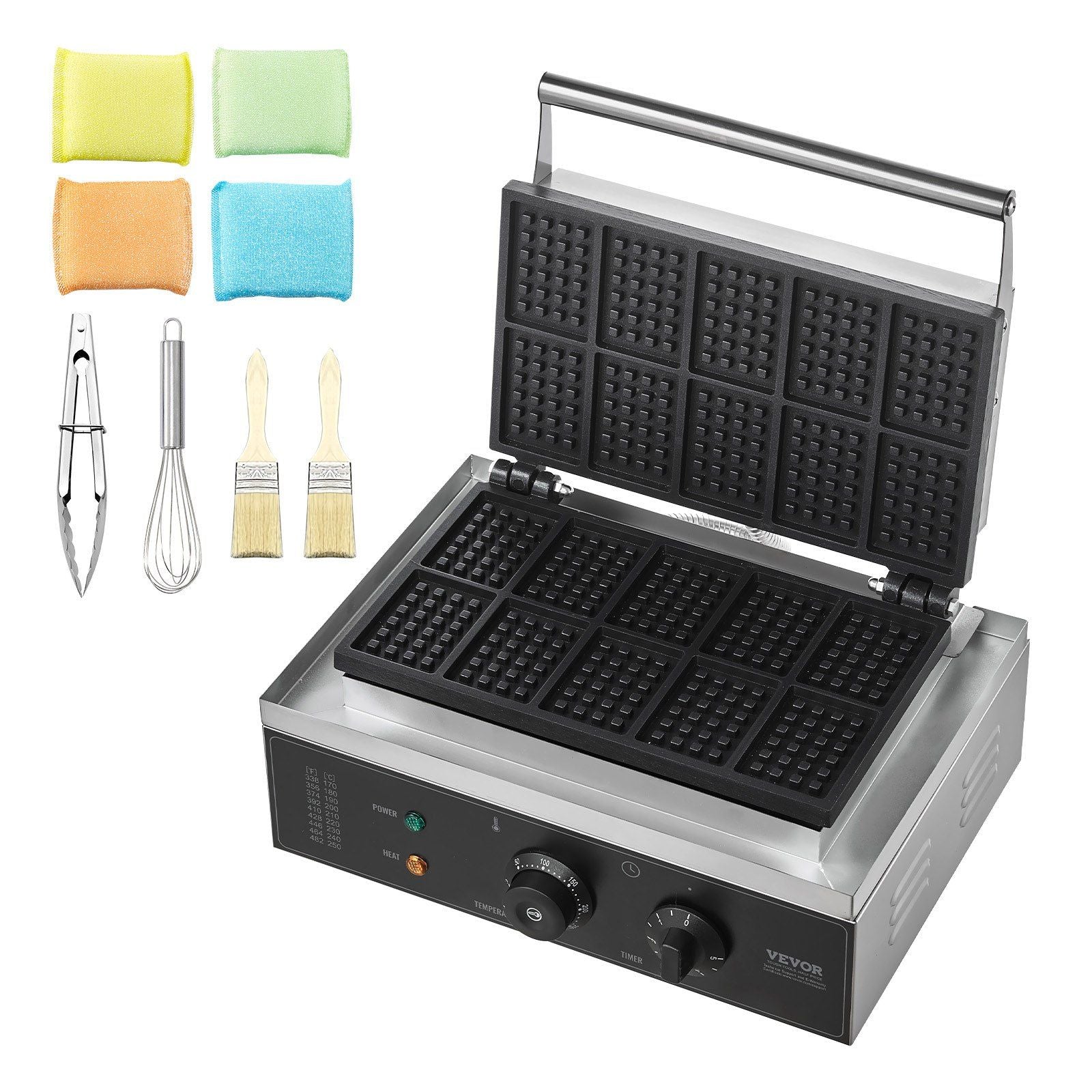Commercial Waffle Maker, 10PCS Rectangle Waffle Baker Machine, 1550W Non-Stick Stainless Steel Belgian Waffle V952-SYBLSHFBJDP1VHULYV3