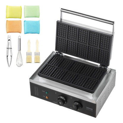 Commercial Waffle Maker, 10PCS Rectangle Waffle Baker Machine, 1550W Non-Stick Stainless Steel Belgian Waffle V952-SYBLSHFBJDP1VHULYV3