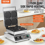 Commercial Waffle Maker, 4PCS Round Waffle Baker Machine,1750W Non-Stick Stainless Steel Belgian Waffle Iron V952-SYBLSHFBJDPF0EHRRV3