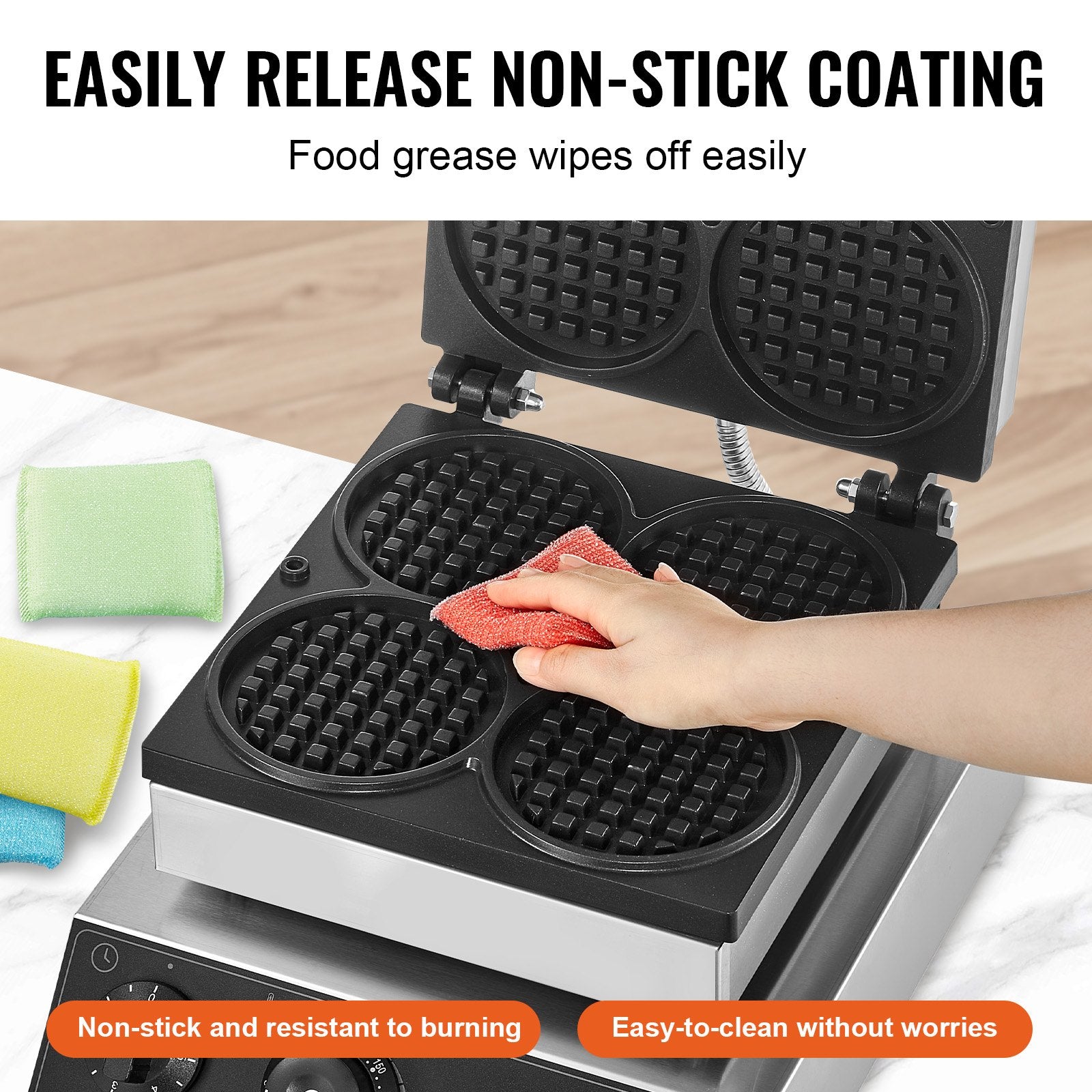 Commercial Waffle Maker, 4PCS Round Waffle Baker Machine,1750W Non-Stick Stainless Steel Belgian Waffle Iron V952-SYBLSHFBJDPF0EHRRV3