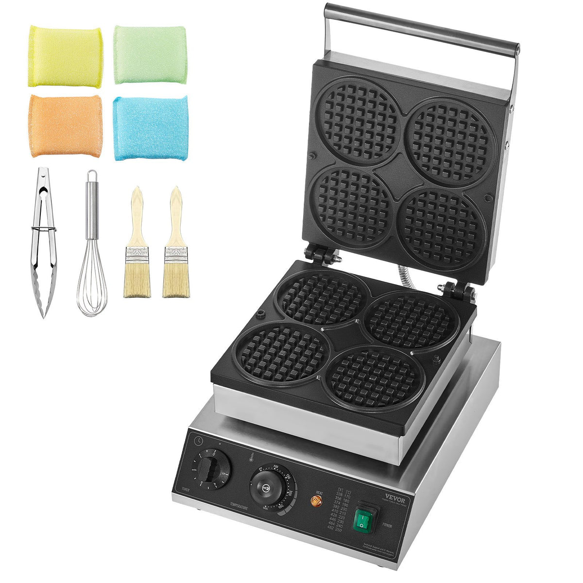 Commercial Waffle Maker, 4PCS Round Waffle Baker Machine,1750W Non-Stick Stainless Steel Belgian Waffle Iron V952-SYBLSHFBJDPF0EHRRV3