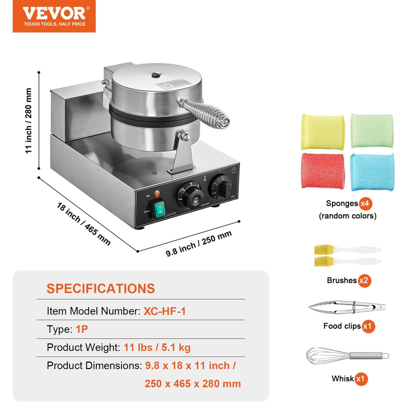 Commercial Waffle Maker, 1230W Round Waffle Baker Machine, Non-Stick Stainless Steel Belgian Waffle Iron with V952-SYBLSHFBJDPFYJ29AV3