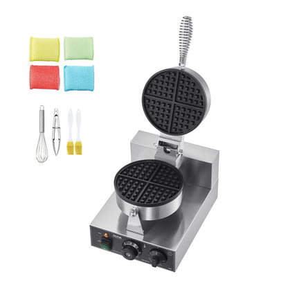 Commercial Waffle Maker, 1230W Round Waffle Baker Machine, Non-Stick Stainless Steel Belgian Waffle Iron with V952-SYBLSHFBJDPFYJ29AV3