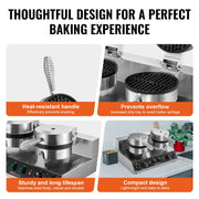 Commercial Waffle Maker, Dual-Head Round Waffle Baker Machine, 2460W Non-Stick Stainless Steel Belgian Waffle V952-SYBLSHFBJZYBC5B6EV3