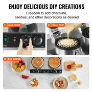 Commercial Waffle Maker, Dual-Head Round Waffle Baker Machine, 2460W Non-Stick Stainless Steel Belgian Waffle V952-SYBLSHFBJZYBC5B6EV3