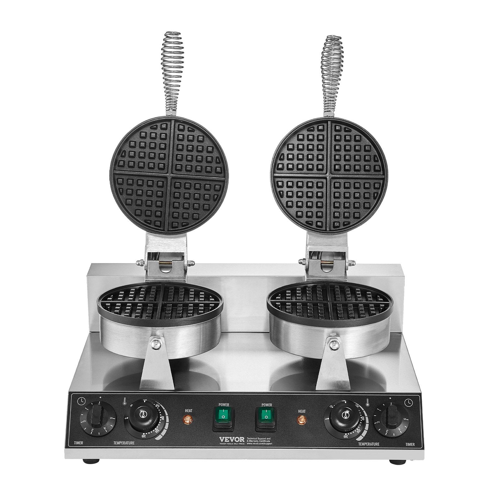 Commercial Waffle Maker, Dual-Head Round Waffle Baker Machine, 2460W Non-Stick Stainless Steel Belgian Waffle V952-SYBLSHFBJZYBC5B6EV3
