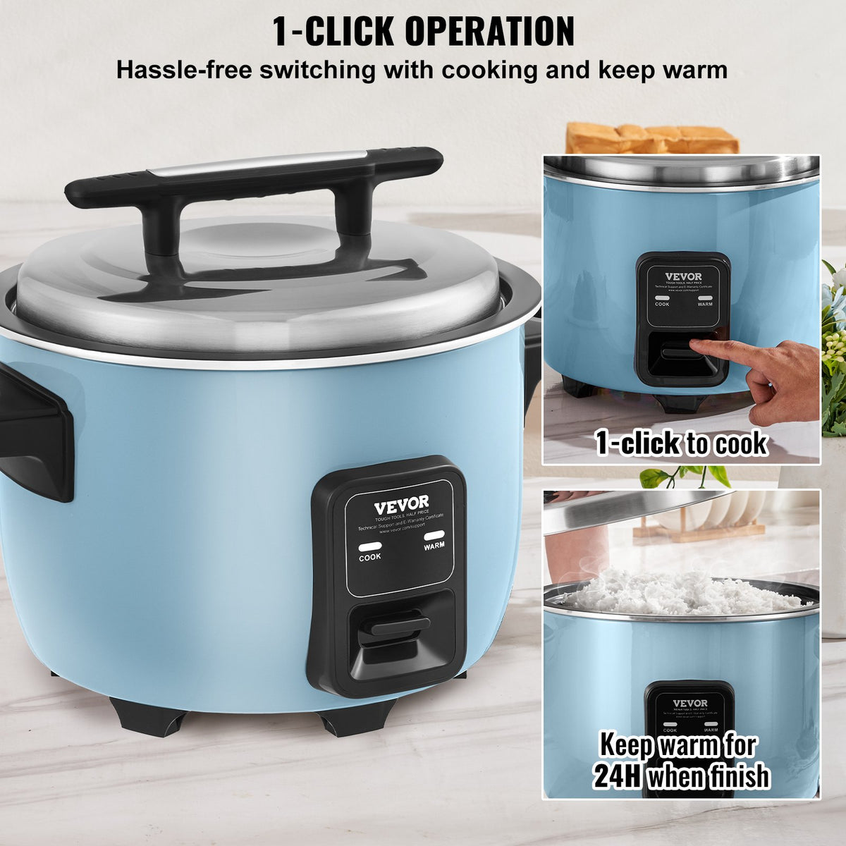 Commercial Rice Cooker, 50-Cup Rice Cooker, 10 Liter Large Rice Cooker and Warmer with Nonstick Inner Pot, V952-SYDFBFGS10LFFPYVTV3