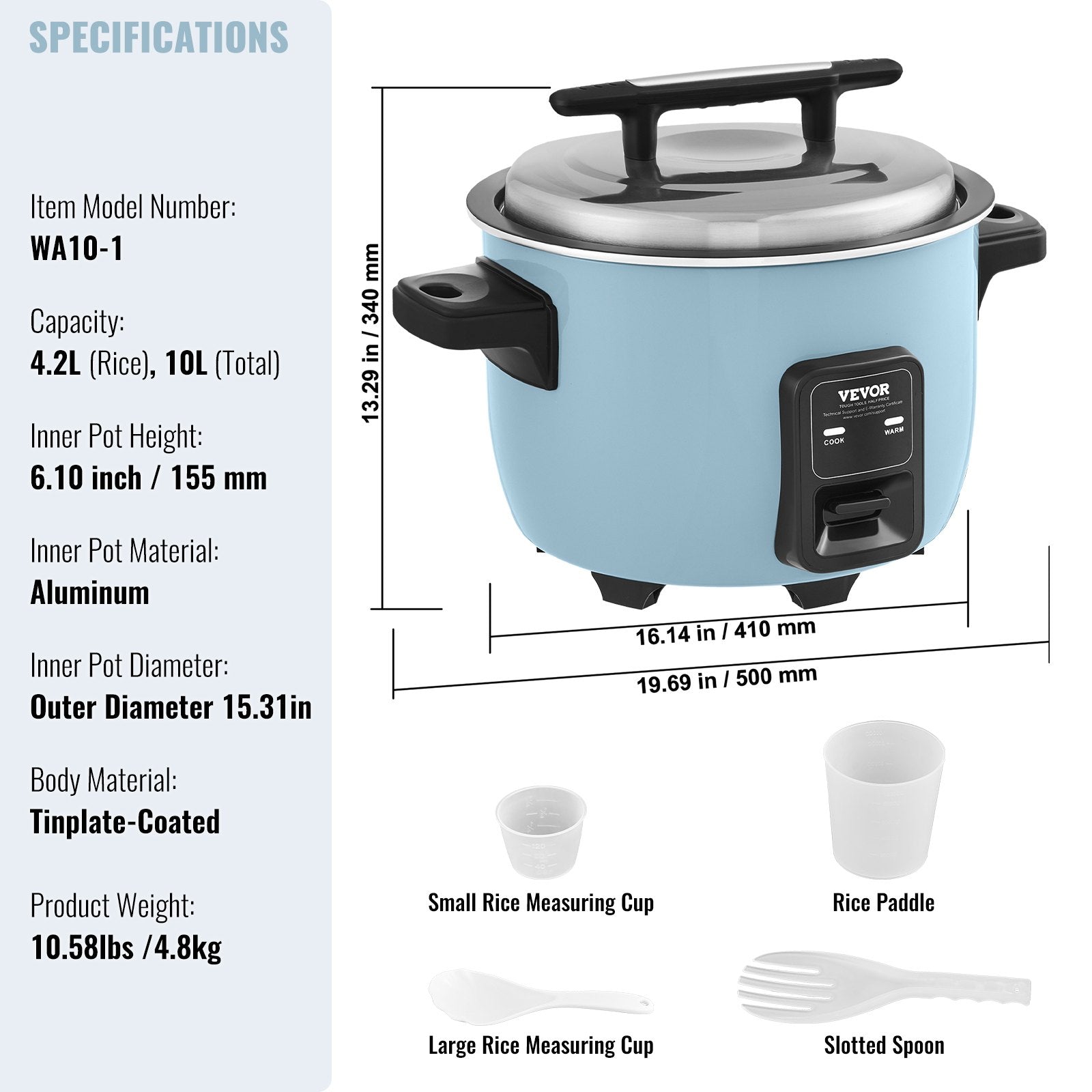 Commercial Rice Cooker, 60-Cup Rice Cooker, 13 Liter Large Rice Cooker and Warmer with Nonstick Inner Pot, V952-SYDFBFGS13LFX9J1RV3