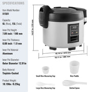 Commercial Rice Cooker, 70-Cup Rice Cooker, 15 Liter Large Rice Cooker and Warmer with Nonstick Inner Pot, V952-SYDFBLGS15LL87A7JV3