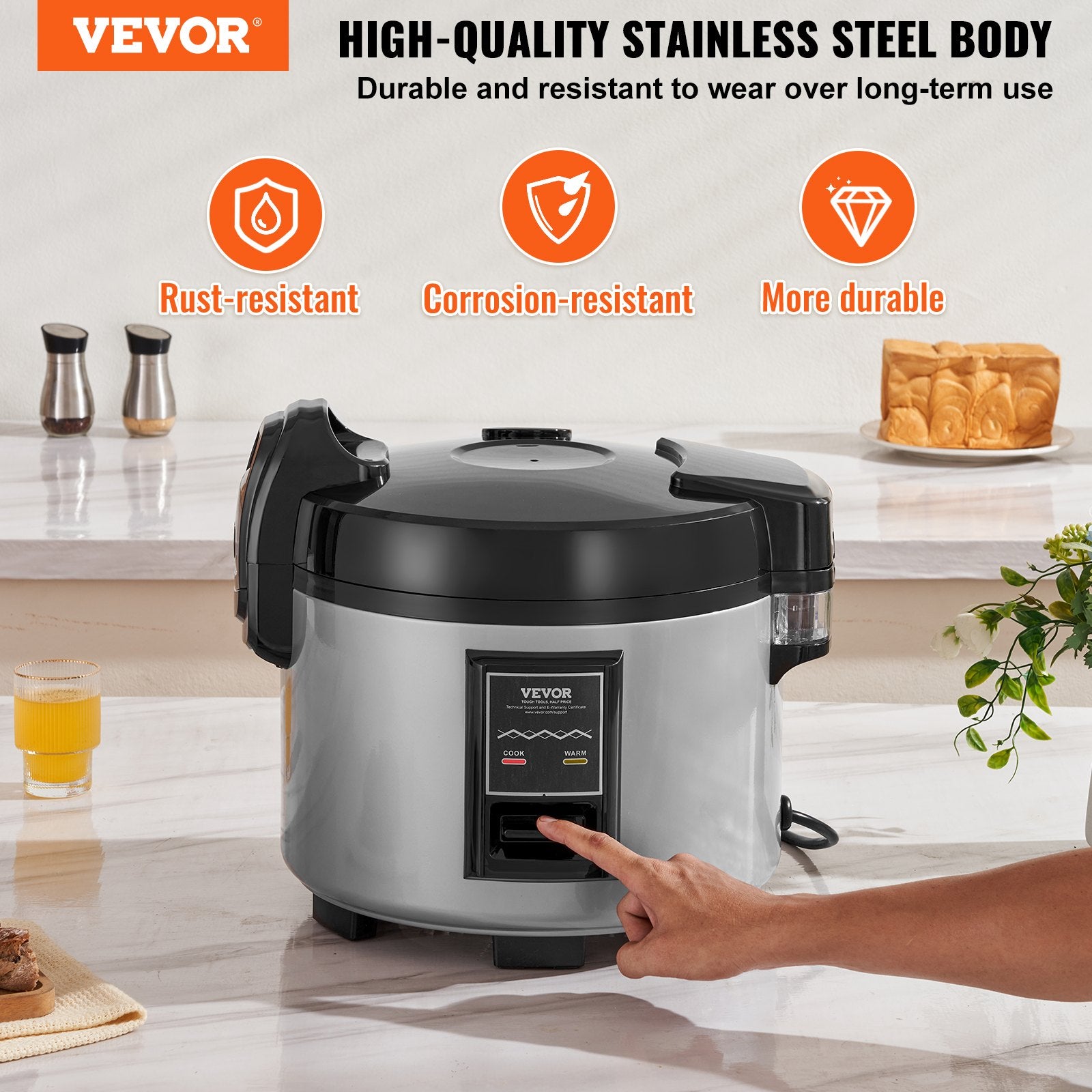 Commercial Rice Cooker, 45-Cup Rice Cooker, 9 Liter Large Rice Cooker and Warmer with Nonstick Inner Pot, V952-SYDFBLGS9LLGGK82YV3