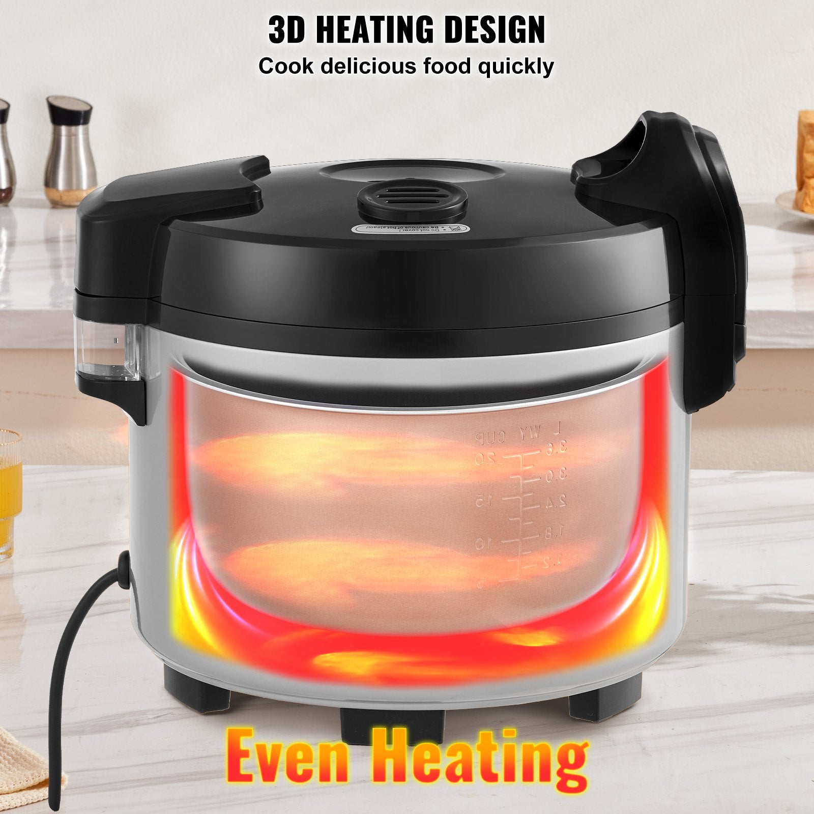 Commercial Rice Cooker, 45-Cup Rice Cooker, 9 Liter Large Rice Cooker and Warmer with Nonstick Inner Pot, V952-SYDFBLGS9LLGGK82YV3