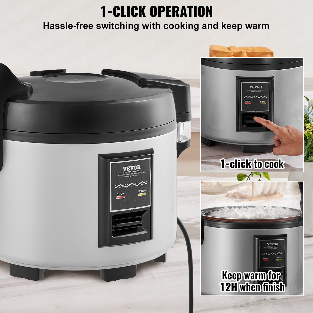 Commercial Rice Cooker, 45-Cup Rice Cooker, 9 Liter Large Rice Cooker and Warmer with Nonstick Inner Pot, V952-SYDFBLGS9LLGGK82YV3