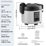 Commercial Rice Cooker, 45-Cup Rice Cooker, 9 Liter Large Rice Cooker and Warmer with Nonstick Inner Pot, V952-SYDFBLGS9LLGGK82YV3
