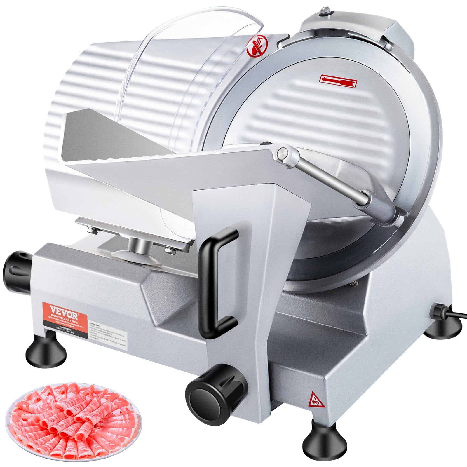 Commercial Meat Slicer, 240W Electric Deli Food Slicer, 10 inch Carbon Steel Blade Electric Food Slicer, V952-SYDRQPJ240W1ZUOPAV3
