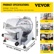 Commercial Meat Slicer, 240W Electric Deli Food Slicer, 10 inch Carbon Steel Blade Electric Food Slicer, V952-SYDRQPJ240W1ZUOPAV3