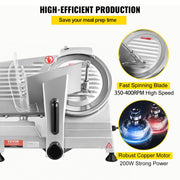 Commercial Meat Slicer, 200W Electric Deli Food Slicer, 350-400RPM Meat Slicer with 8" Carbon Steel Blade, 0 V952-SYDRQPJ240W8WB31UV3