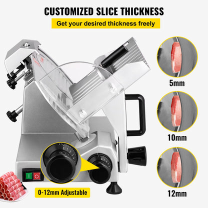 Commercial Meat Slicer, 200W Electric Deli Food Slicer, 350-400RPM Meat Slicer with 8" Carbon Steel Blade, 0 V952-SYDRQPJ240W8WB31UV3