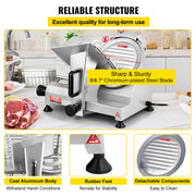 Commercial Meat Slicer, 200W Electric Deli Food Slicer, 350-400RPM Meat Slicer with 8" Carbon Steel Blade, 0 V952-SYDRQPJ240W8WB31UV3