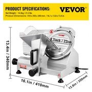 Commercial Meat Slicer, 200W Electric Deli Food Slicer, 350-400RPM Meat Slicer with 8" Carbon Steel Blade, 0 V952-SYDRQPJ240W8WB31UV3