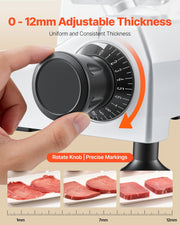 Commercial Meat Slicer, 240W Electric Deli Food Slicer with 250mm Carbon Steel Blade, Built-In Sharpener & V952-SYDRQPJ240WBNE2JB001V3