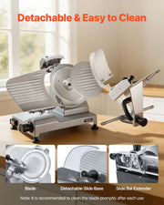 Commercial Meat Slicer, 240W Electric Deli Food Slicer with 250mm Carbon Steel Blade, Built-In Sharpener & V952-SYDRQPJ240WBNE2JB001V3