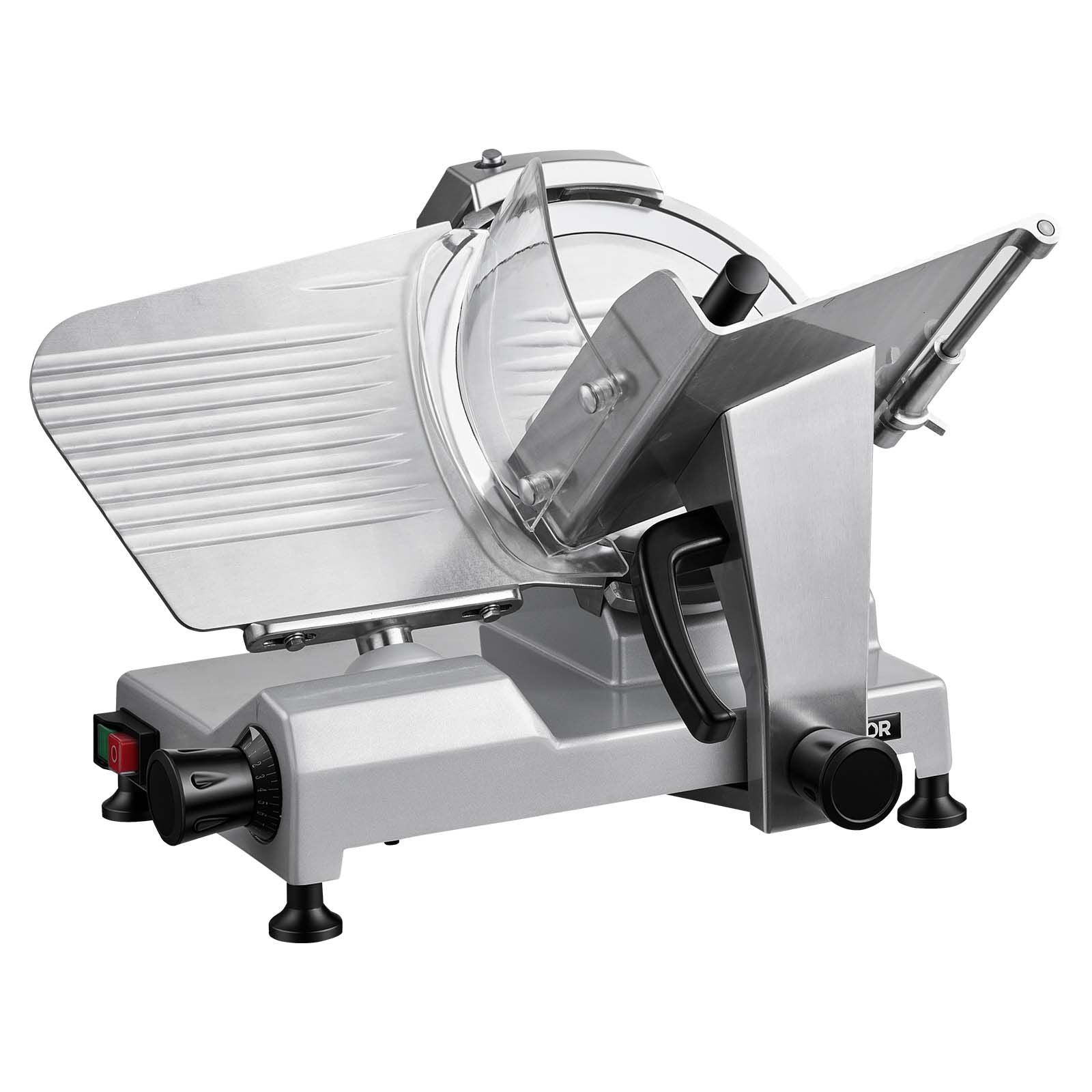 Commercial Meat Slicer, 240W Electric Deli Food Slicer with 250mm Carbon Steel Blade, Built-In Sharpener & V952-SYDRQPJ240WBNE2JB001V3