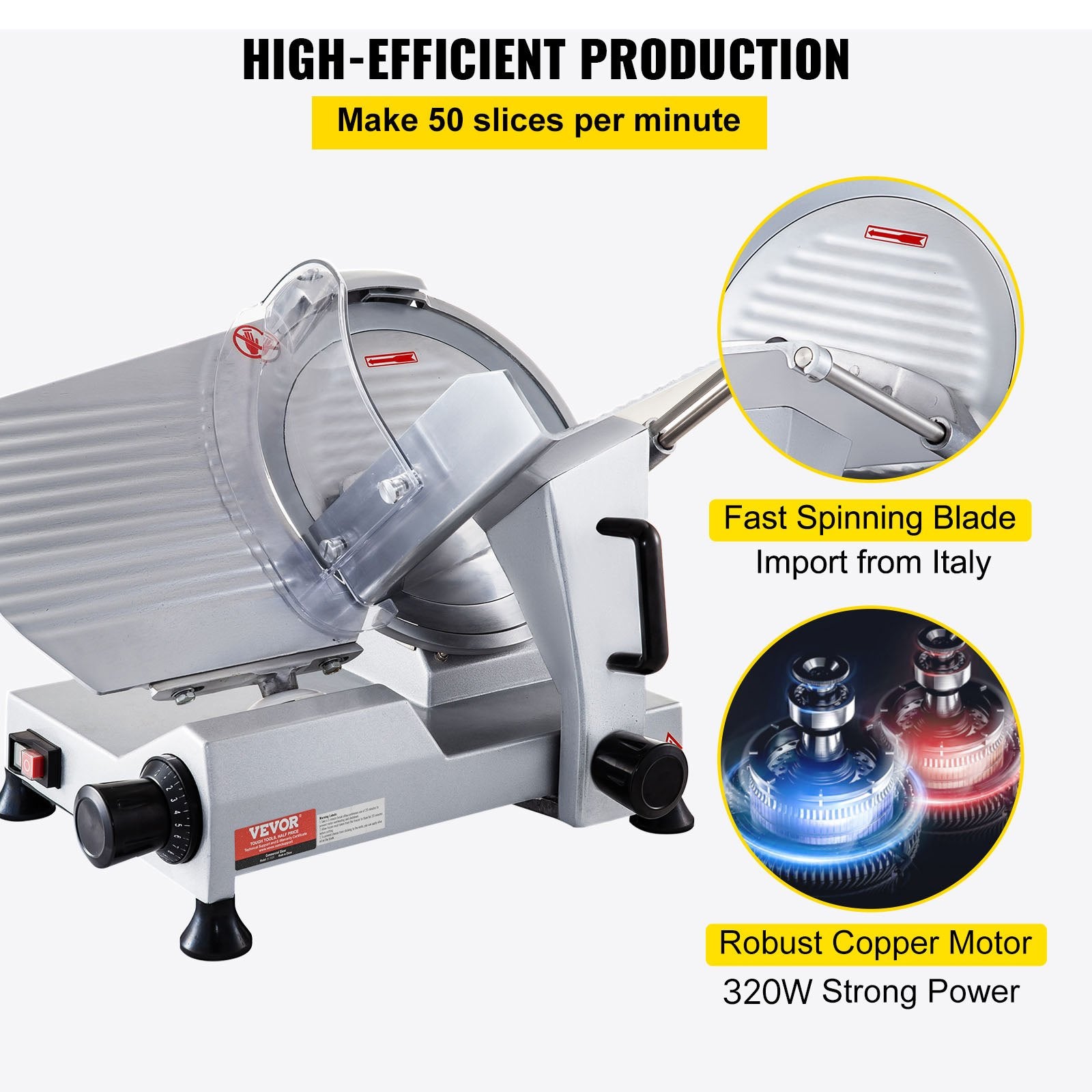 Commercial Meat Slicer, 320W Electric Deli Food Slicer, 12 inch Carbon Steel Blade Electric Food Slicer, V952-SYDRQPJ250W1ZKZOVV3