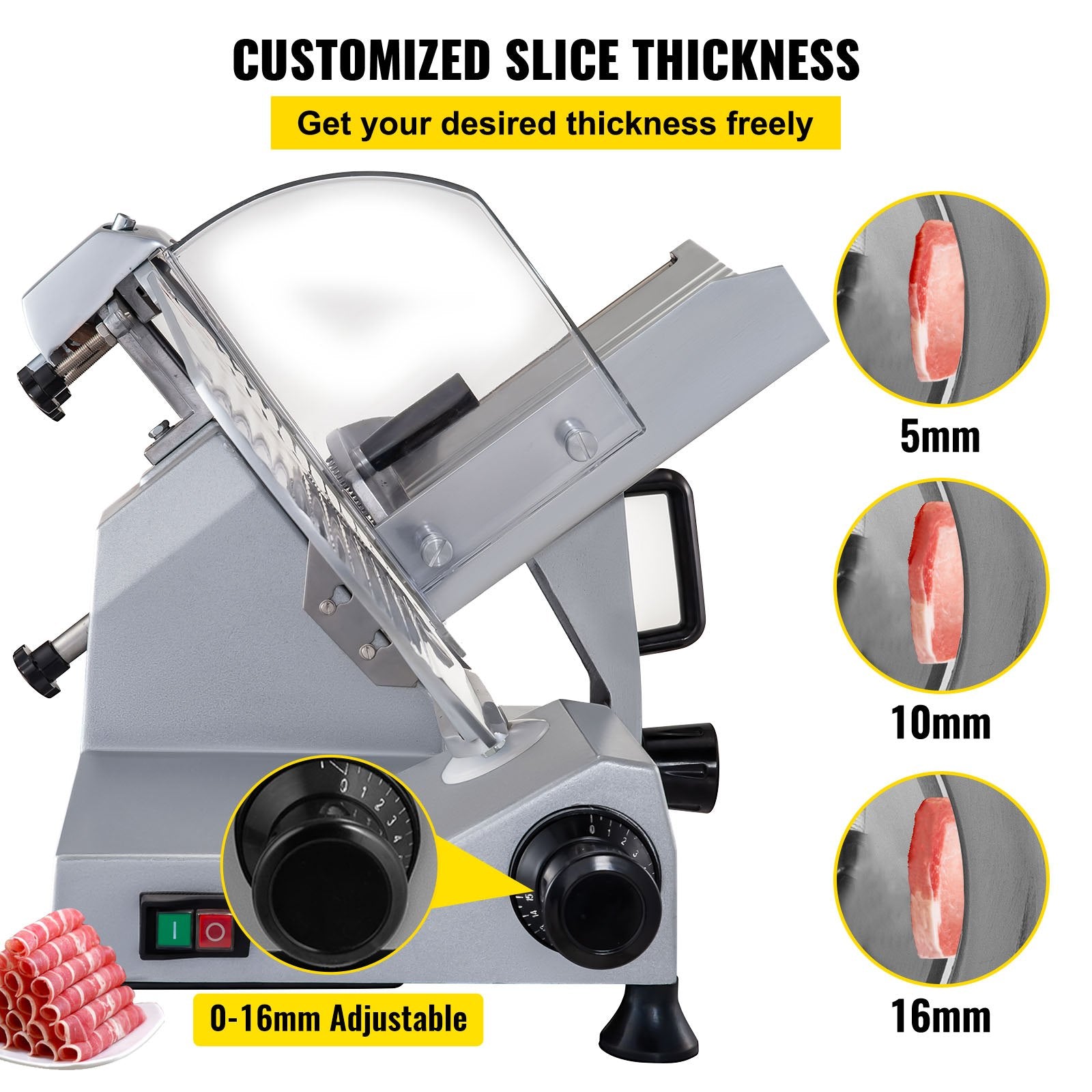 Commercial Meat Slicer, 320W Electric Deli Food Slicer, 12 inch Carbon Steel Blade Electric Food Slicer, V952-SYDRQPJ250W1ZKZOVV3